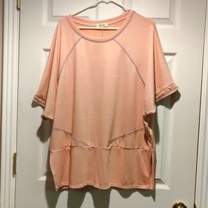 Pink with grey exposed stitching top by Blumin